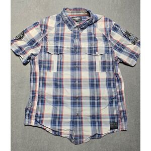 Harley Davidson‎ Grease Monkey Plaid Short Sleeve Button Up Shirt XL